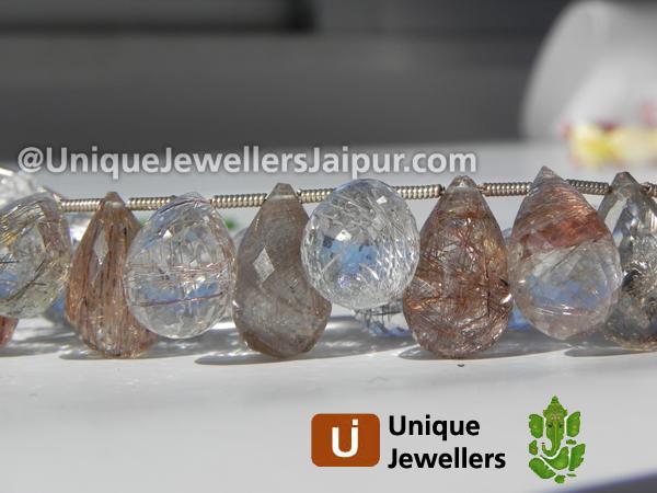 Copper Rutail Faceted Drop Beads